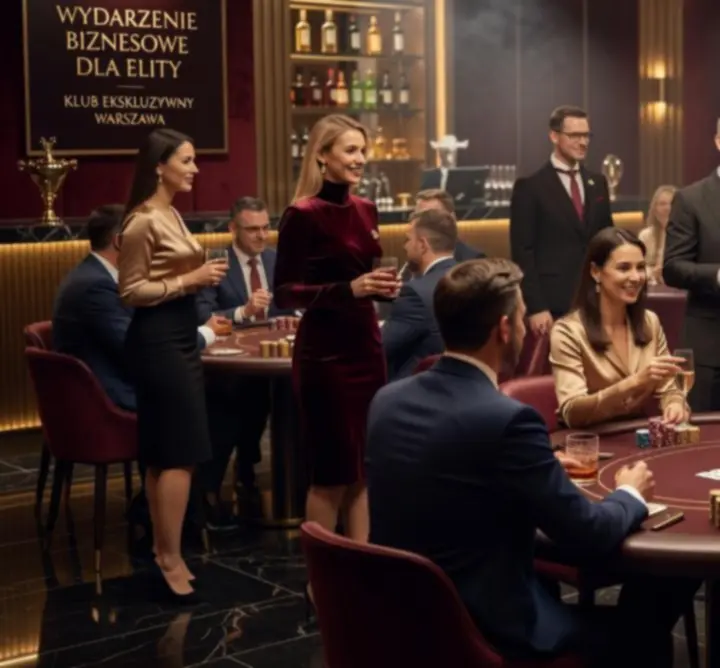 Luksusowy event firmowy z profesjonalnymi stołami do gier casino i elegancką oprawą świetlną