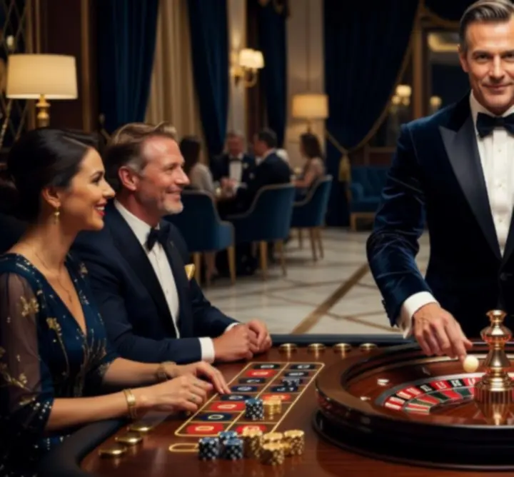 Krupier prowadzący ruletkę na eleganckim evencie