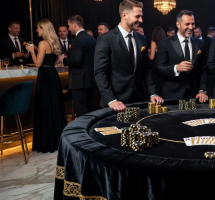Zbliżenie na premium pokerowy stół z żetonami i kartami