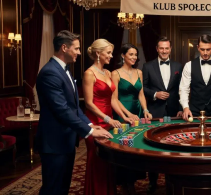 Stoły do ruletki i blackjacka na eleganckiej gali firmowej